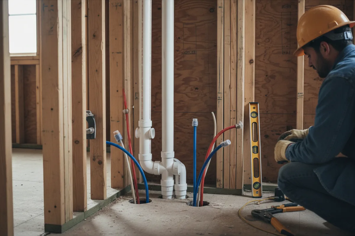 Drain and supply rough-in during Drain Cleaning in Pittsville